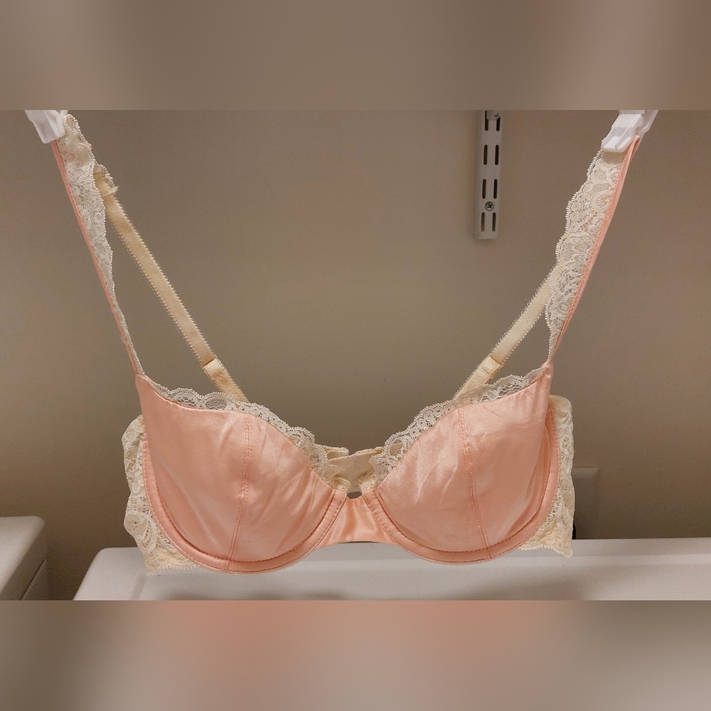 Pink Lace Satin Bra